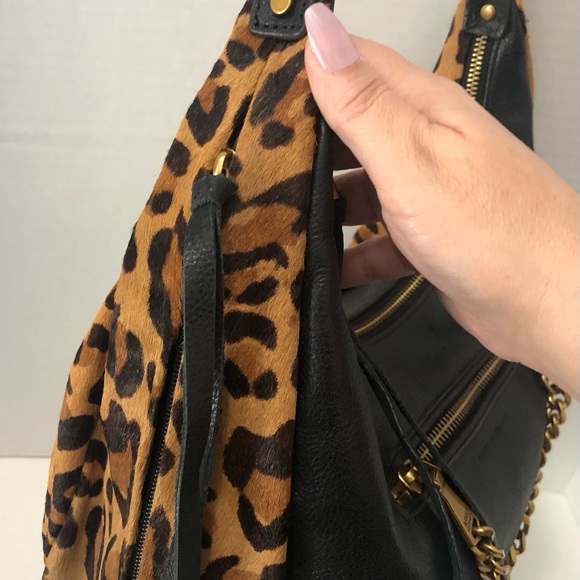 Aimee Kestenberg Black Leather Hobo Leopard Print Bag Purse -No B.S.. - Picture 7 of 13